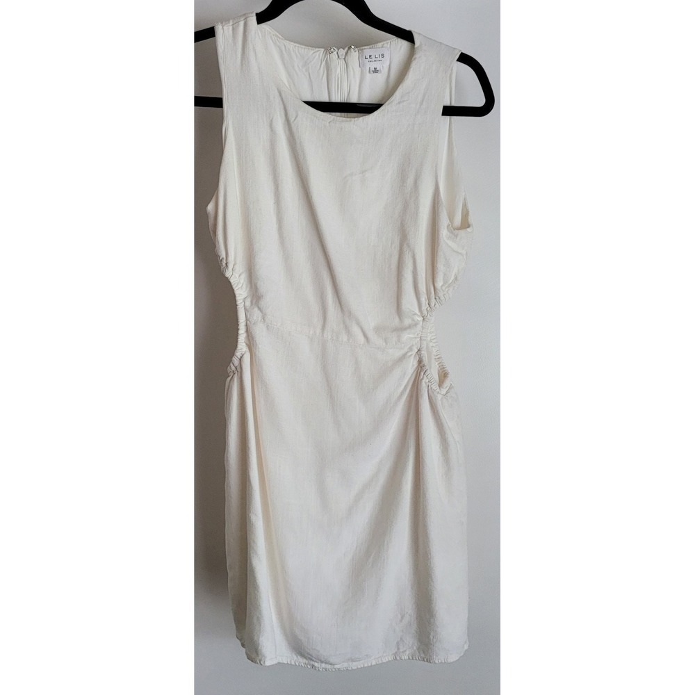 Le Lis Collection Sleeveless Mini Dress M White Round Neck Sundress Cutouts